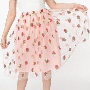 Unique Vintage Sequin Strawberry Skirt